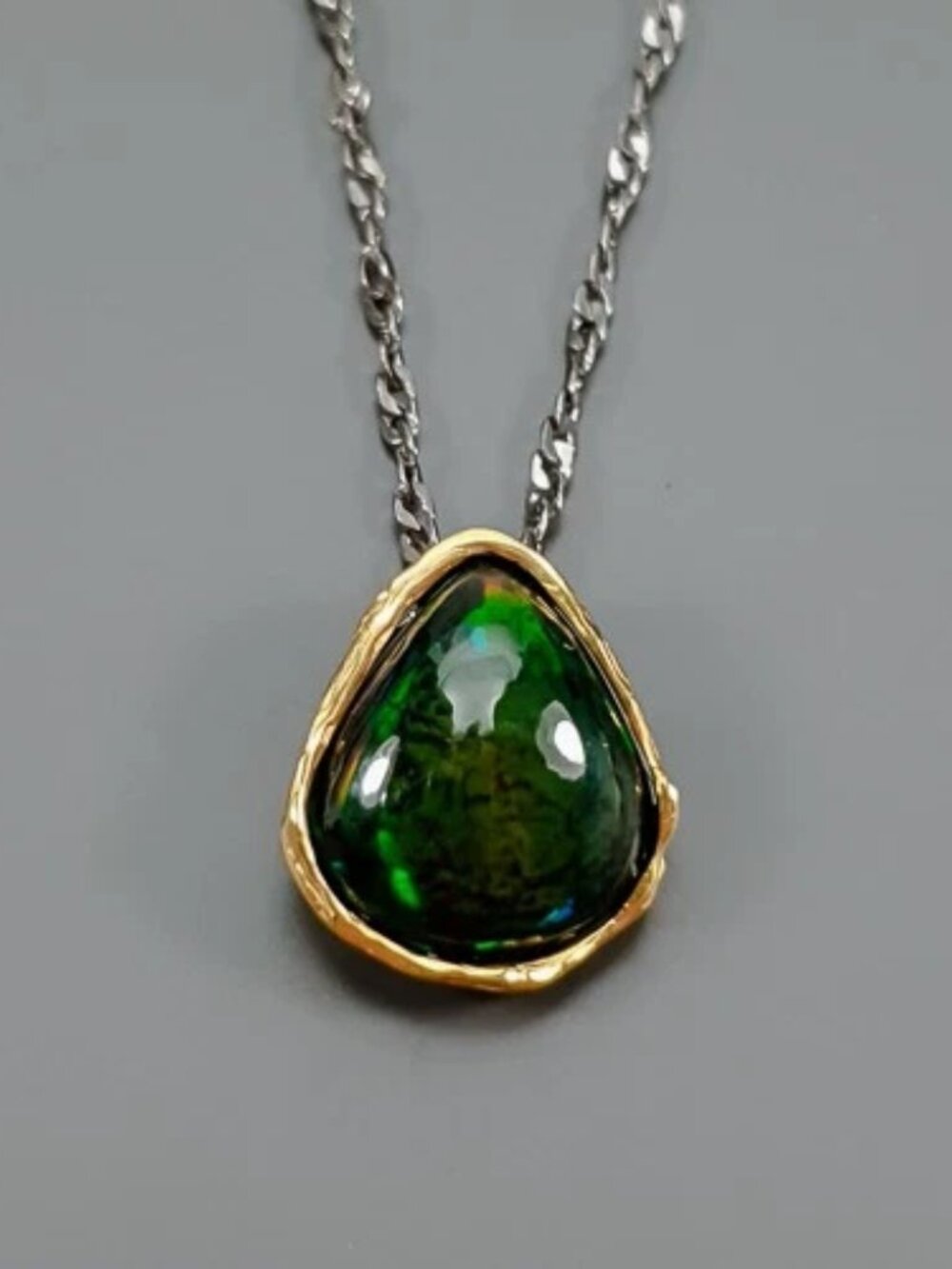 Necklace 6.5CT Black Opal 925 17.75"